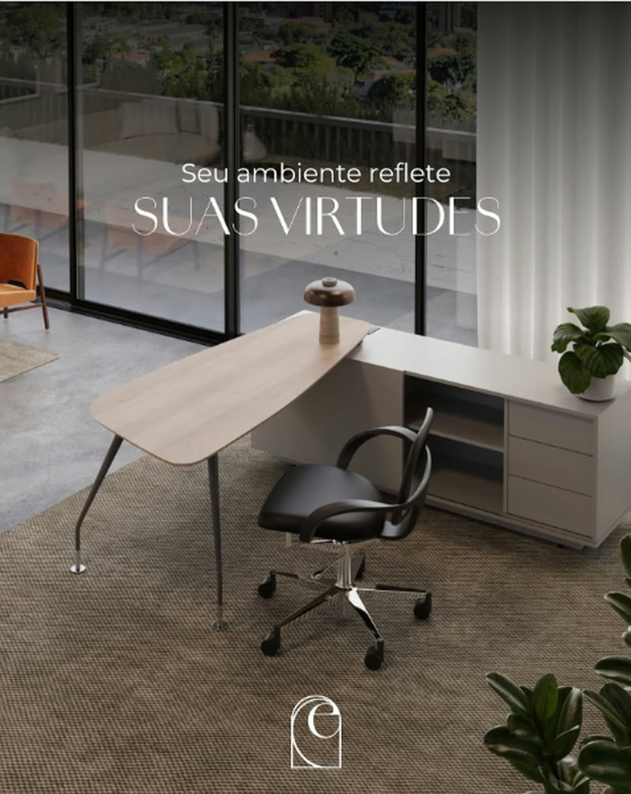 Sala de diretoria com mesa em L